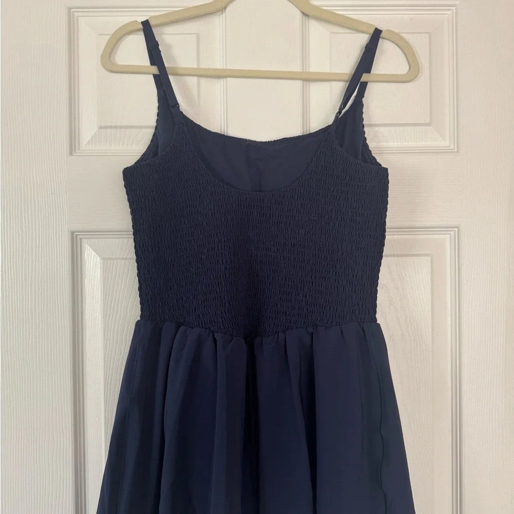 Aerie Navy Smocked Flowy Dress - Picture 2 of 3